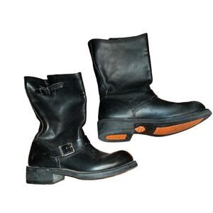 Harley Davidson Women's Black Leather Adjustable Boots Size 9.5